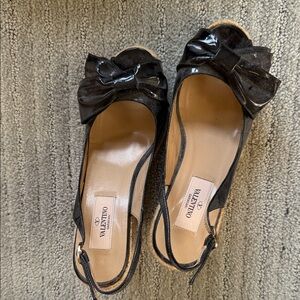Valentino Black Espadrille Peep-Toe Shoes